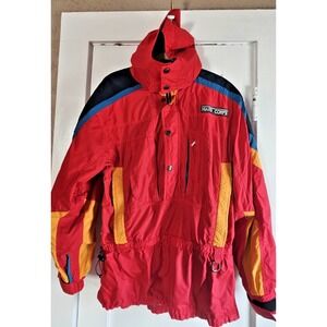 Vintage HARD CORPS colorful water resistant full zip snap button jacket men Sz M
